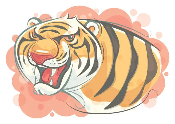 Vector illustration of angry tiger roaring