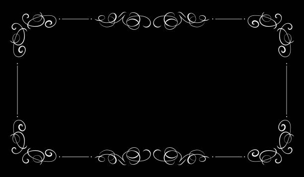 illustrations, cliparts, dessins animés et icônes de fond vintage noir vectoriel, cadre vierge, tourbillons en filigrane, blanc élégant. - image created 1920s