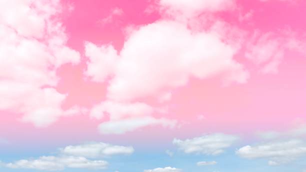 istock Pink sky clouds background. Pink sky white clouds 1353371175