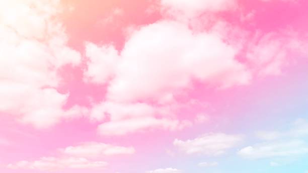 istock Pink sky clouds background. Pink sky white clouds 1353371185