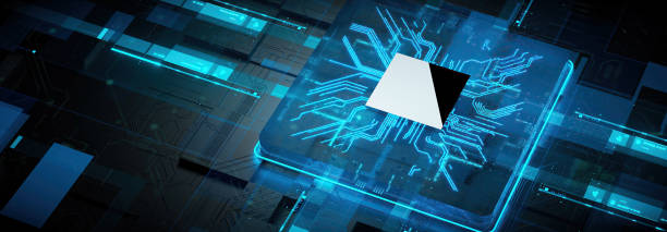 istock 3D rendering of cyberpunk AI. Circuit board. Technology background. Central Computer Processors CPU and GPU concept. Motherboard digital chip. Tech science background. 1353371876