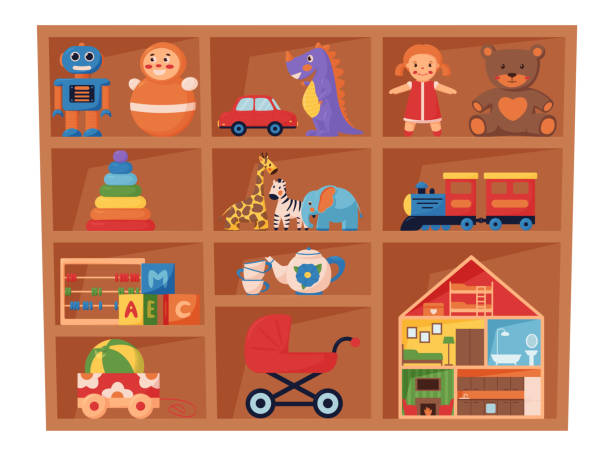 istock Children s toys on wooden store shelves 1353374406