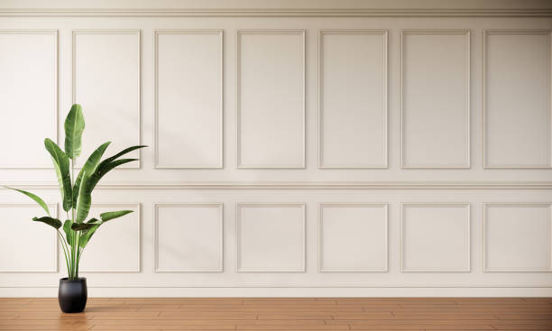 istock Beige color room interior, design wall, 3d rendering 1353379039