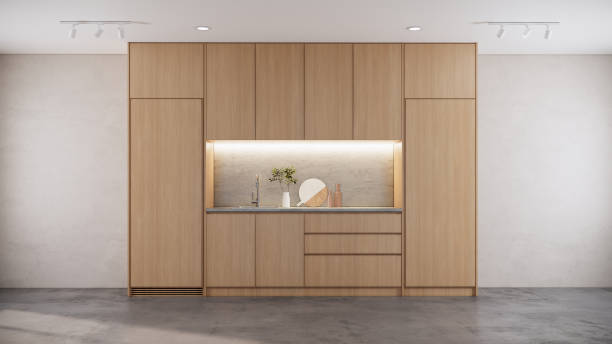 istock japandi modern scandinavian style, apartment interior design concept with kitchen design, 3d background 1353379057