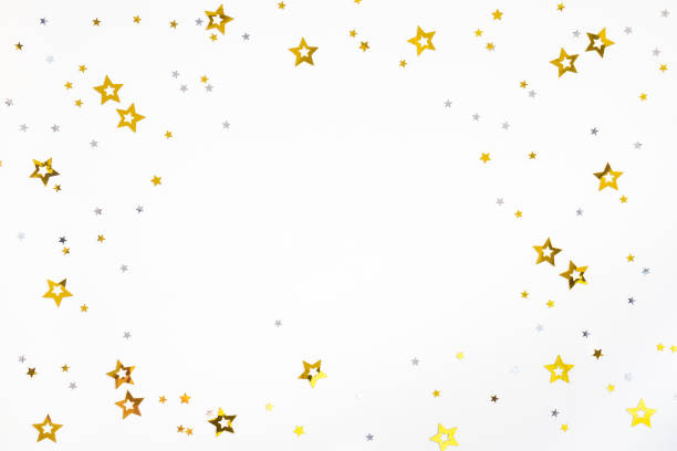 istock Shiny confetti of gold, silver color on a white background. 1353379268