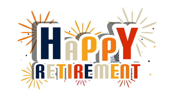 Happy Retirement Letters With Fireworks And Shadow - Vector Illustration - Isolated On White Background Happy Retirement Letters With Fireworks And Shadow - Vector Illustration - Isolated On White Background retirement stock illustrations