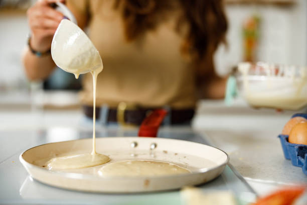 istock Close up of making pancakes. 1353380316