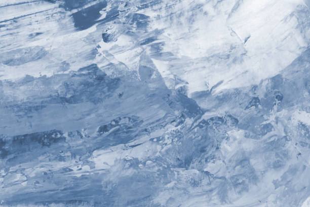 istock Abstract painting. Acrylic texture in cyanotype monochrome blue . Modern art landscape. Painted background, concept of sky, snow, ice 1353382204