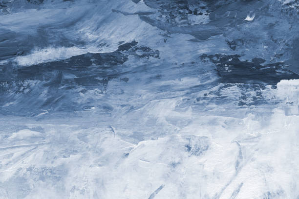 istock Abstract painting. Acrylic texture in cyanotype monochrome blue . Modern art landscape. Painted background, concept of sky, snow, ice 1353382223