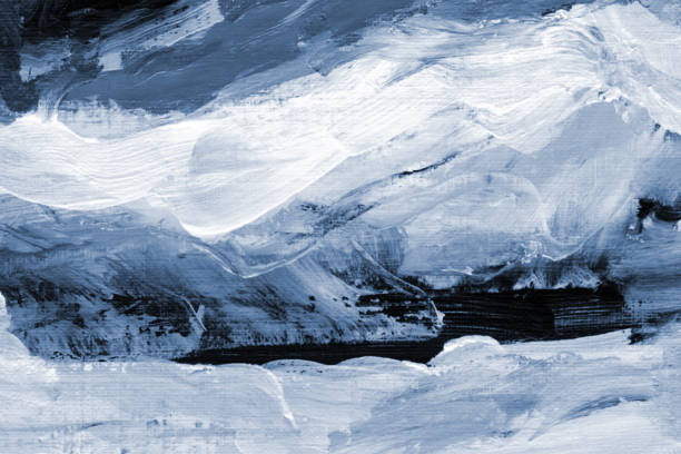 istock Abstract painting. Acrylic texture in cyanotype monochrome blue . Modern art landscape. Painted background, concept of sky, snow, ice 1353382263