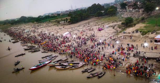 istock Festive crowd on occasion of chhath puja 1353383669