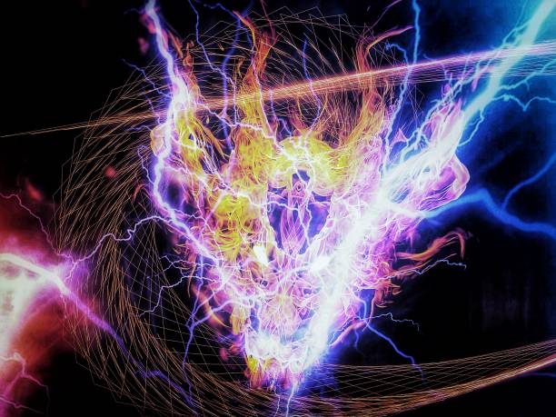 istock Illustration of an electrically charged dragon 1353386631