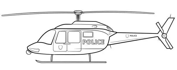 Vector illustration of Vector stock illustration of classic police helicopter