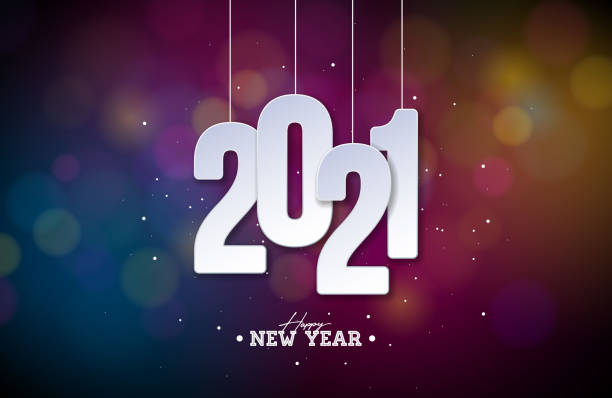 istock 2022 Happy New Year Illustration with White Cutout Number on Colorful Shiny Background. Vector Christmas Holiday Season Design for Flyer, Greeting Card, Banner, Celebration Poster, Party Invitation or Calendar. 1353390065