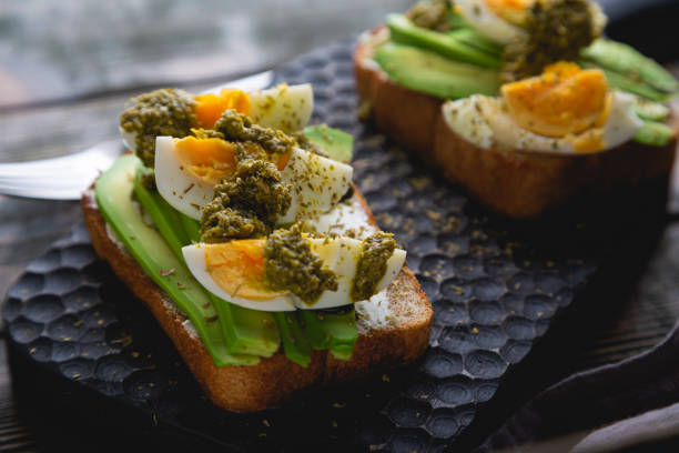 istock Avocado egg and pesto sandwich 1353391635