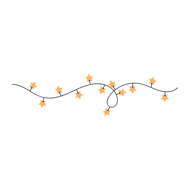 Illustration of twinkle lights decoration Vector modern colorful illustration of twinkle lights Christmas decoration. Use it as elements for design greeting cards , poster, card, packaging paper design string light stock illustrations