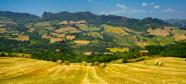 Rural landscape near Verucchio and San Marino, Emilia-Romagna stock photo