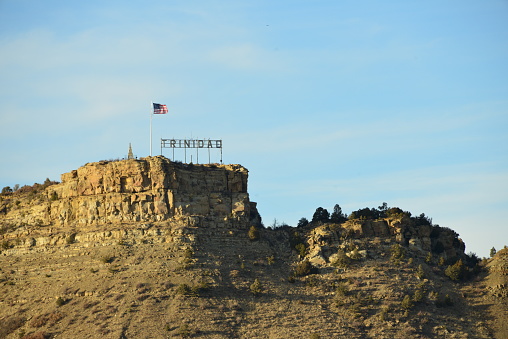 Trinidad, Las Animas County, Colorado, USA: Simpson’s Rest, a prominent bluff north of the town - an obelisk at the top of the butte marks the grave of George Simpson, an early pioneer in the area.