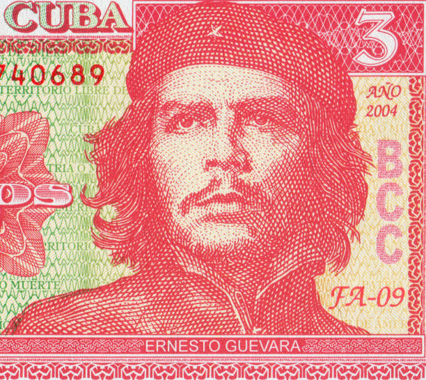 istock Macro Close-up of Cuba Banknote Che Guevara Portrait Pattern Design 1353400946