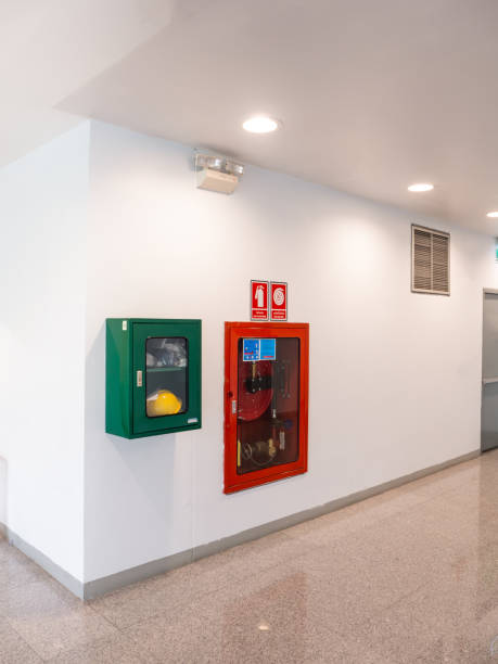 istock fire extinguisher cabinet in the office building For preparing to prevent fire 1353403658