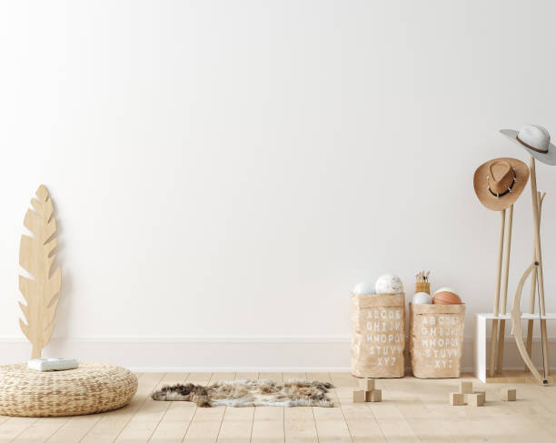 istock Wall mockup in children room interior background 1353409301