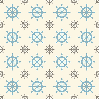 Nautical seamless pattern with ship wheels. Vector illustration