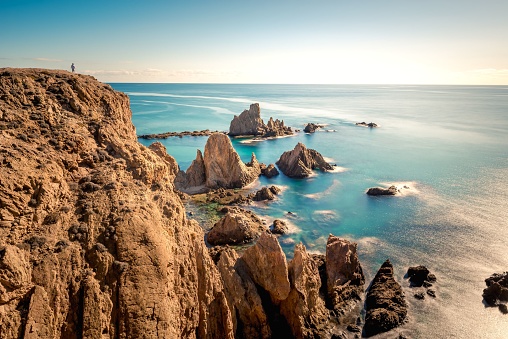 Long exposure daytime photography of the Mermaids Reef in the Cabo de Gata Natural Park