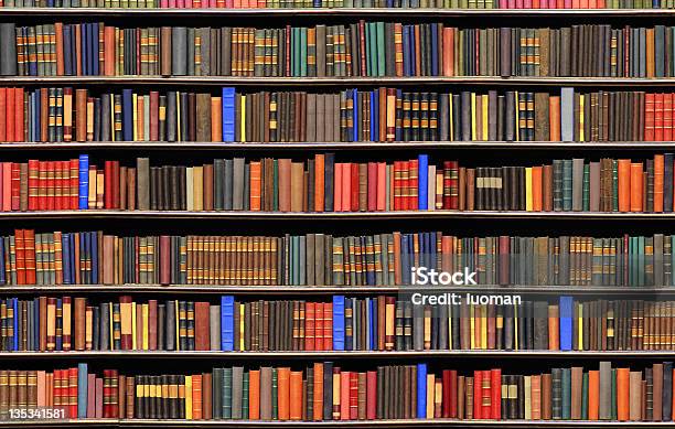 Vecchi Libri In Una Bibliotecabig File - Fotografie stock e altre immagini di Biblioteca - Biblioteca, Mensola per libri, Libro