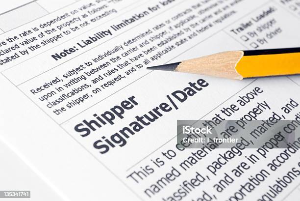 Paper With The Shippers Signature Section With A Pencil Stock Photo - Download Image Now