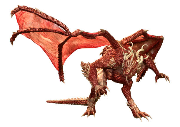 istock 3D illustration fantasy dragon on white 1353425373