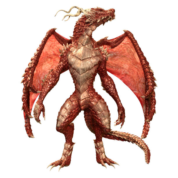istock 3D illustration fantasy dragon on white 1353425384