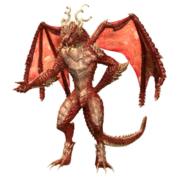 istock 3D illustration fantasy dragon on white 1353425419