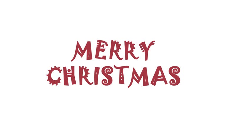 Merry Christmas colorful cartoon text animation loop on white background