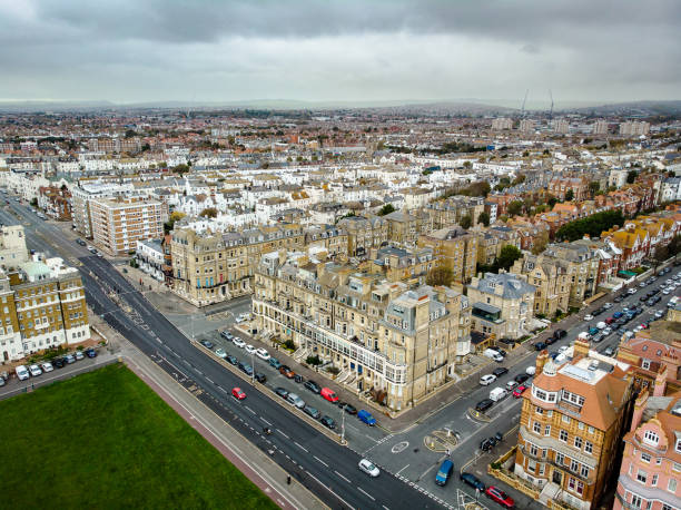istock Aerial view of architecture on seafront in Brighton, UK 1353431124