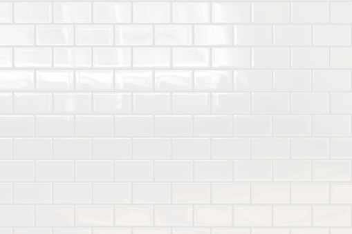 Modern white tile background and texture. square ceramic mosaic. Home and kitchen concept. 3D illustration