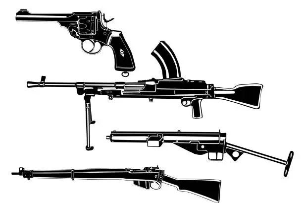Vector illustration of Set of weapons, vector illustration