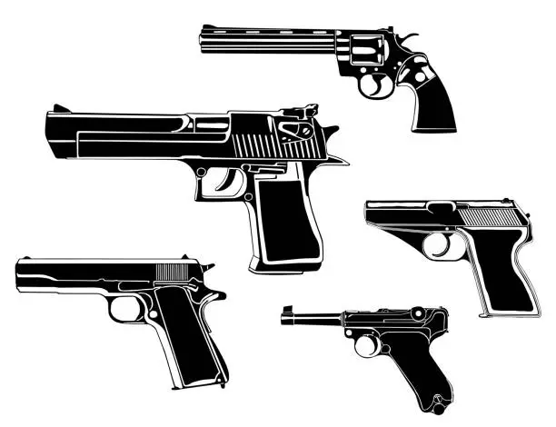 Vector illustration of Set of weapons, vector illustration