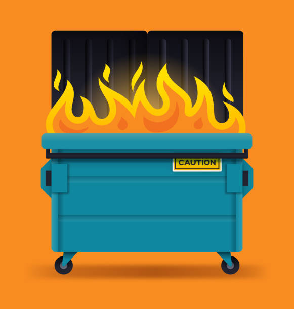 Dumpster Fire Dumpster fire with copy space for your text. industrial garbage bin stock illustrations