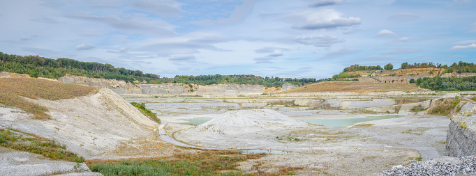 Panoramic view on a chalk and limestone quarry.