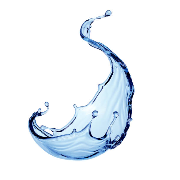 istock 3d render, wavy water splash. Clip art isolated on white background. Natural splashing liquid shape 1353437574