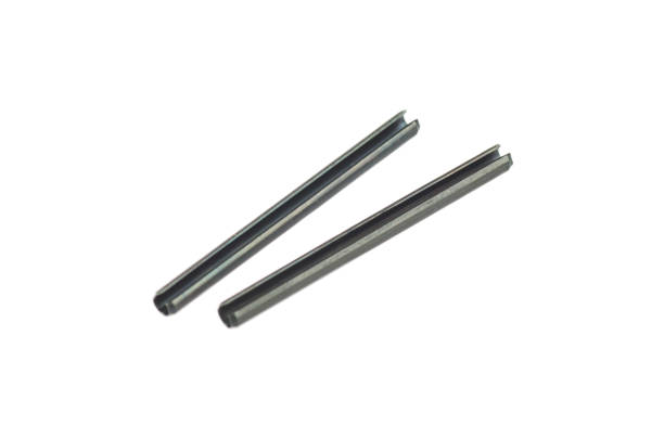 Carbon Steel Spring Pin, isolated on white Carbon Steel Spring Pin, isolated on white backround in synch stock pictures, royalty-free photos & images