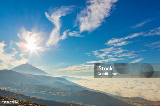 Orotava Valley Afternoon Tenerifes Landmark Cumbre Vieja Fumarole In The Horizon Stock Photo - Download Image Now