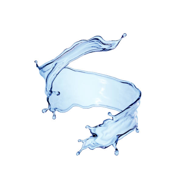 istock 3d render, dynamic blue water jet, wavy splash clip art isolated on white background. Twisted liquid shape, splashing wave 1353438442