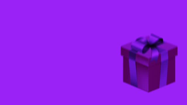 Purple Gift Box jump cartoon funny animation loop with purple background
