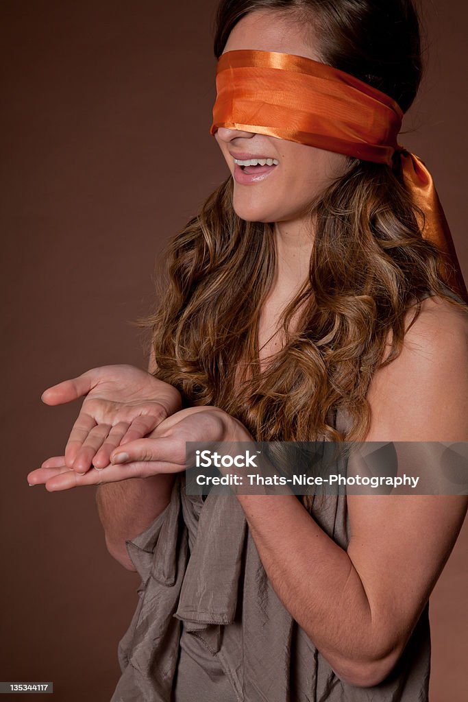 Blindfolded Woman Holding Out Her Hands Stock Photo - Download Image Now -  Adult, Adults Only, Blindfold - iStock