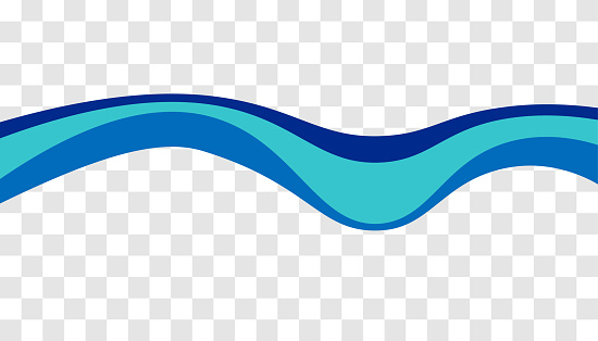 Blue decorative wave isolated on transparent background. Wavy design element. Vector art
