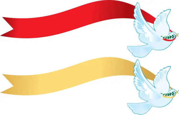 Vector illustration of Peace Doves with banners