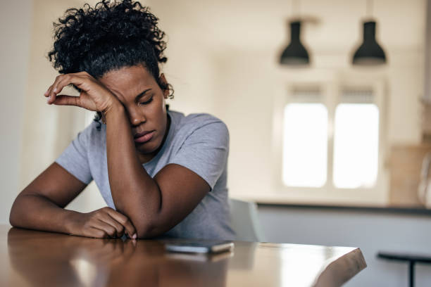 istock Tired adult woman, quickly falling asleep 1353442725