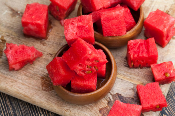 sliced red ripe watermelon close up