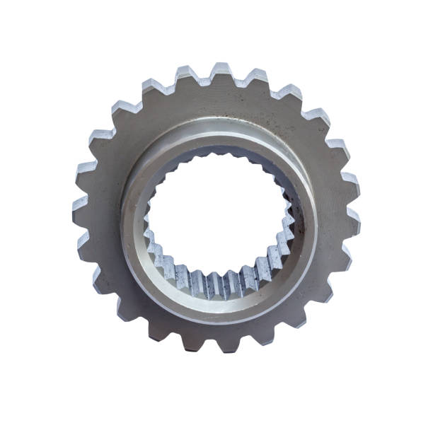 istock worn cog gear wheels on white reflective background. 1353445797